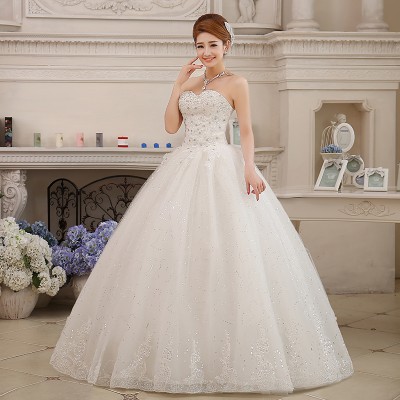 High Quality Crystal Sparkle Wedding Dresses Detachable Back Train Bridal Gown