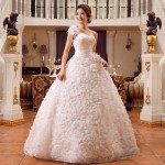 Champagne V Neck Lace Wedding Dresses with Detachable Train Backless Bridal Gown