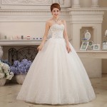 High Quality Crystal Sparkle Wedding Dresses Detachable Back Train Bridal Gown